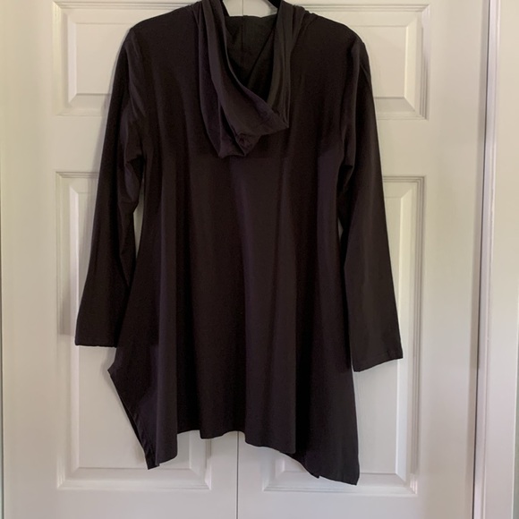 EILEEN FISHER Long Jacket Hooded Zip Front Dark Gray Size S - Picture 5 of 16
